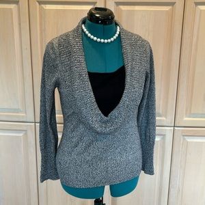 NWT DRESSBARN GRAY MARL KNIT COWL NECK